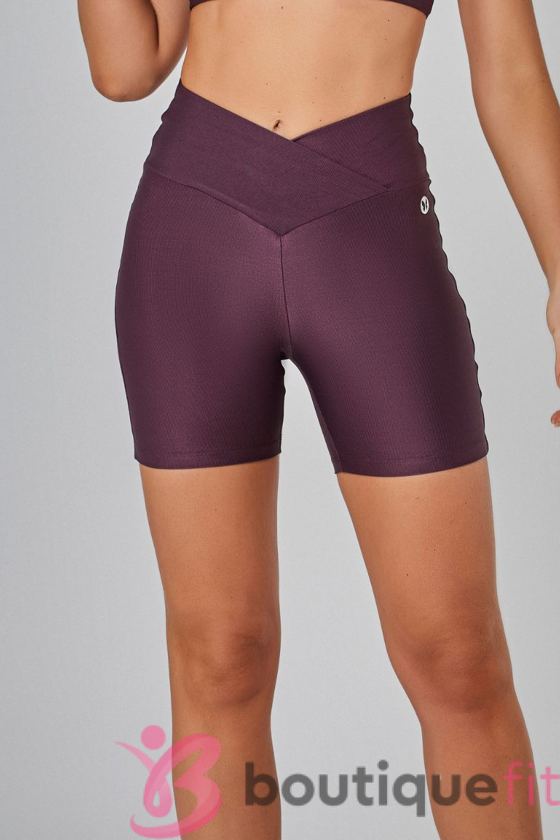 Shorts Fitness Transpassado Vinho