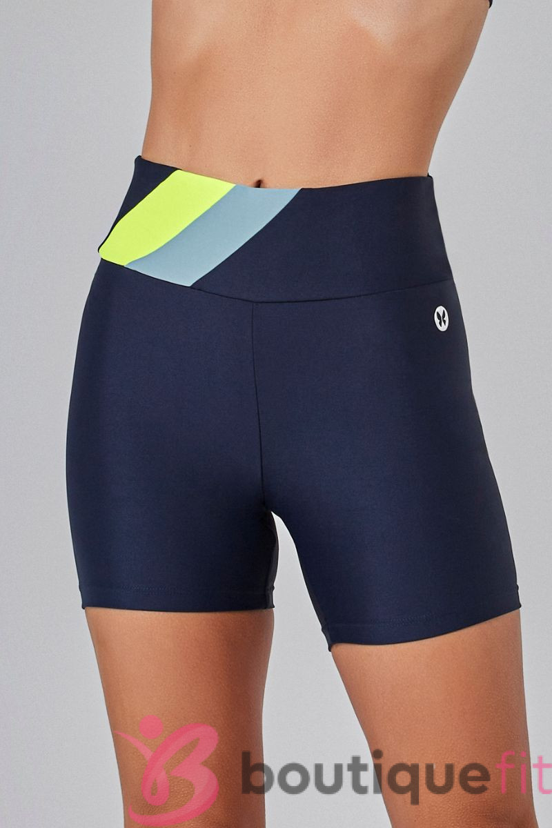 Shorts Fitness Tricolor Azul