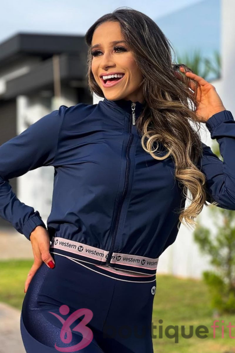 Jaqueta Fitness Plush Up Azul