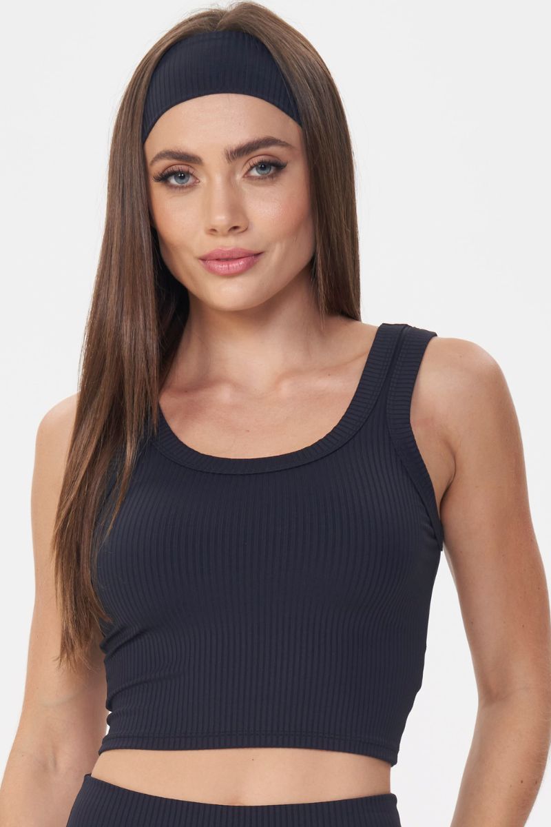 Cropped Canelado Preto