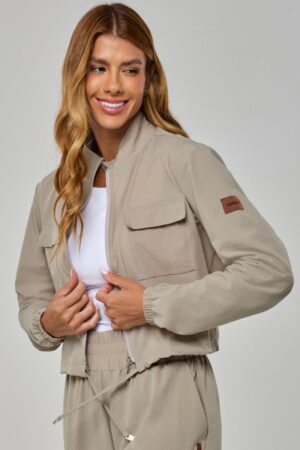 Jaqueta Luxe Crew Bolsos Bege